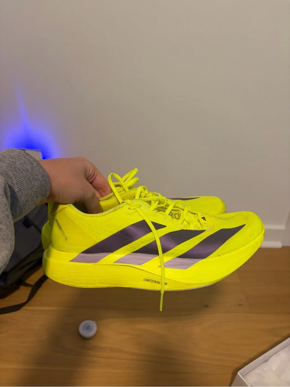 adidas Women's Adizero EVO SL Running Shoes Color: Solar Yellow/Aurora